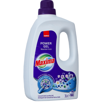 Detergent gel concentrat pentru rufe Sano Maxima Mountain Fresh, 60 spalari, 3 litri
